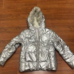 The Children’s Place Girl Metallic puffer Coat, Size XL 14